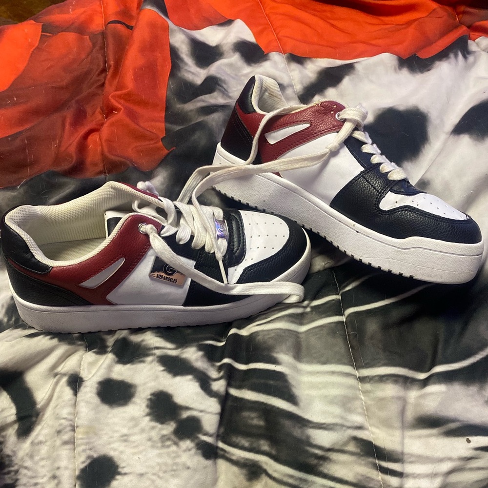 GBG Los Angeles Women's Platform Sneakers - Black, White, Red